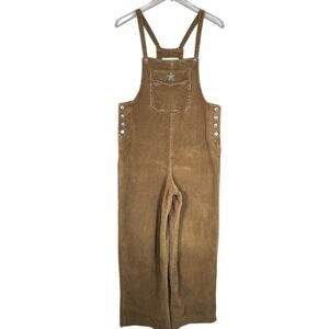 Vtg Girl Star Women's Corduroy Overall Jumpsuit L Camel Wide Leg Utility Y2K